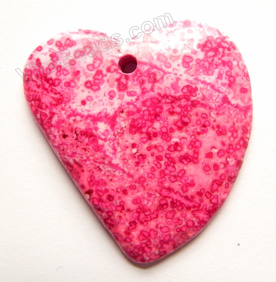 Pendant - Smooth Fancy Teardrop - Hot Pink Ocean Jasper