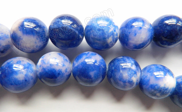 Sapphire White Candy Jade -  Smooth Round Beads  16"