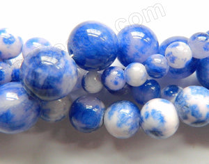 Sapphire White Candy Jade  -  Smooth Round Beads  16"