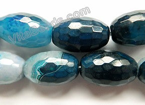 Dark Navy Blue Agate w/ Quartz  -   Faceted Big Eggs  16"