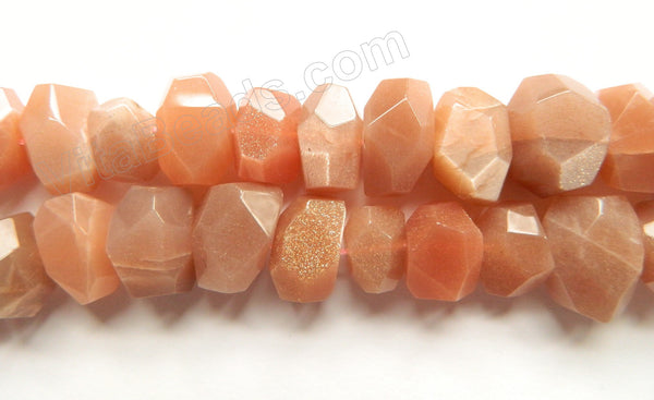 Pink Moonstone AA  -  Center Drilled Fine Cut Nuggets 16"