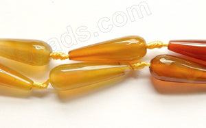Yellow Brown Agate  -  Faceted Long Drops  16"