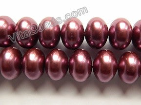 Violet Purple Shell Pearl  -  Big Smooth Rondel  16"    12 x 9 mm