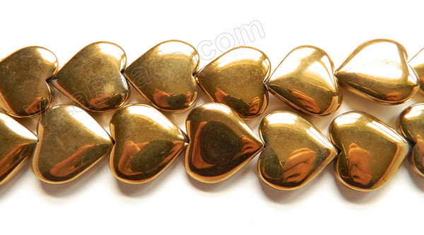 Gold Hematite  -  Puff Heart  16"