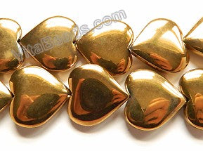 Gold Hematite  -  Puff Heart  16"