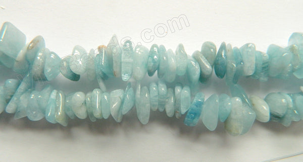 Aquamarine Natural   -  Center Drilled Saucer, Chip Nuggets 16"