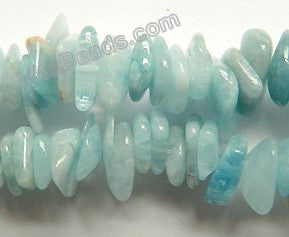 Aquamarine Natural   -  Center Drilled Saucer, Chip Nuggets 16"