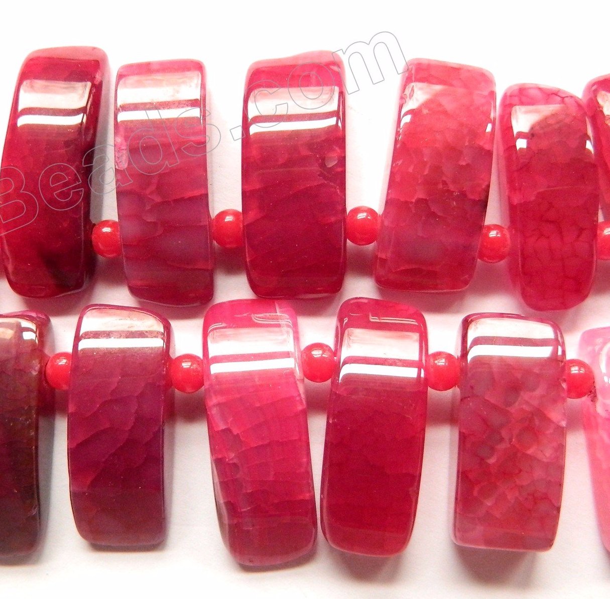 Fuchsia Fire Agate  -  Graduated Top Drilled Long Rectangles 16"  10 x 25 mm to 10 x 40 mm