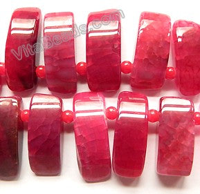 Fuchsia Fire Agate  -  Graduated Top Drilled Long Rectangles 16"  10 x 25 mm to 10 x 40 mm