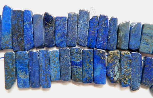 Lapis Lazuli  -  Graduated Top Drilled Long Rectangles 16"    10 x 20 mm to 10 x 35 mm