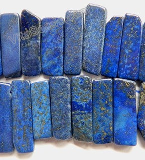 Lapis Lazuli  -  Graduated Top Drilled Long Rectangles 16"    10 x 20 mm to 10 x 35 mm