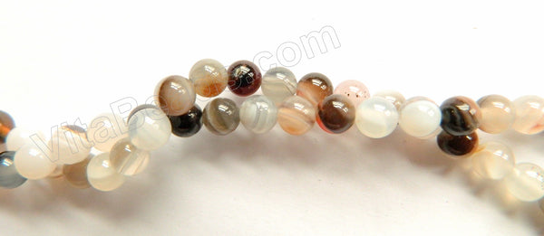 White &. Grey Sardonix Agate  -  Smooth Round Beads  16"