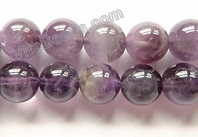 Sage Amethyst Light  -  Smooth Round Beads 16"