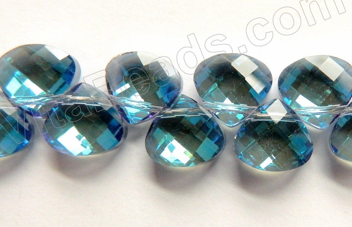 Mystic London Blue Crystal Quartz  -  13mm Faceted Flat Briolette