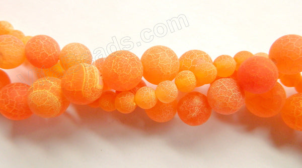 Bright Orange Fire Agate Frosted  -  Smooth Round  16"