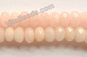 Pale Peach Jade  -  Faceted Rondels  16"    5 x 8 mm