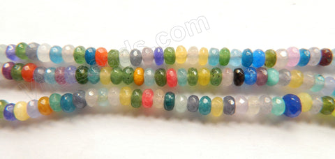 Mixed Jade  -  Small Faceted Rondel  15"     4 mm