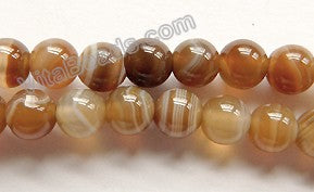 Brown Madagascar Agate AA  -  Smooth Round Beads  16"