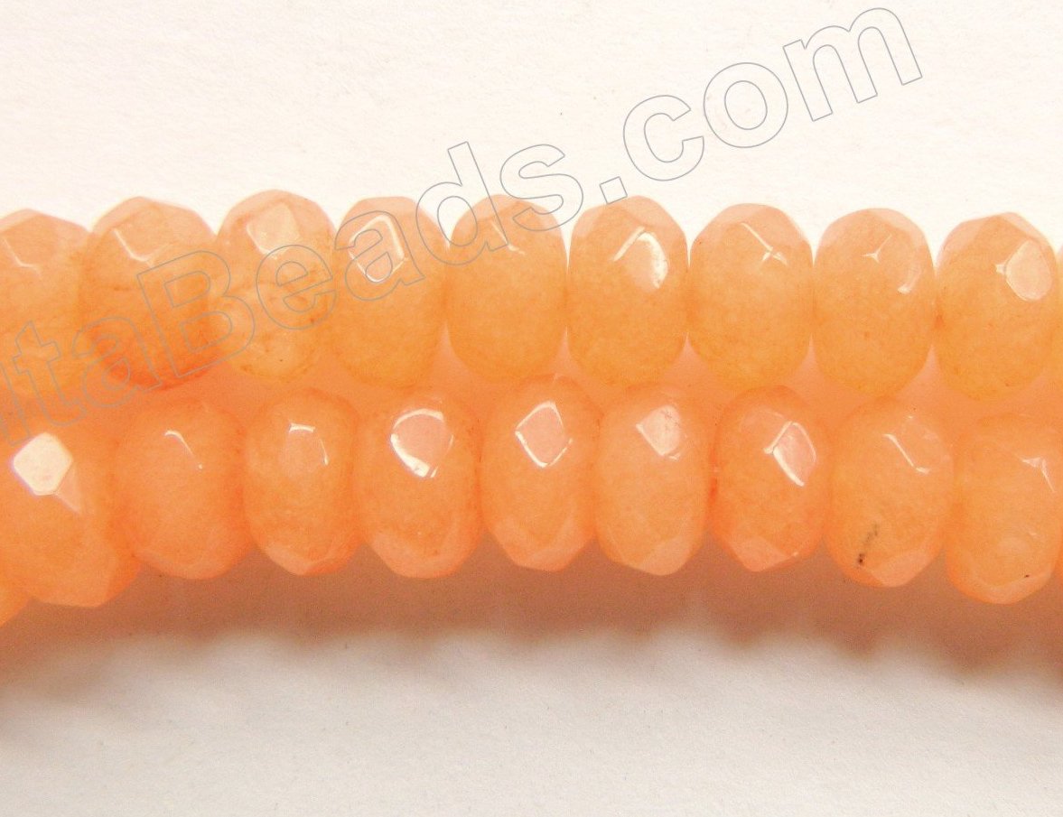 Light Orange Mashan Jade  -  Faceted Rondels  16"    5 x 8 mm