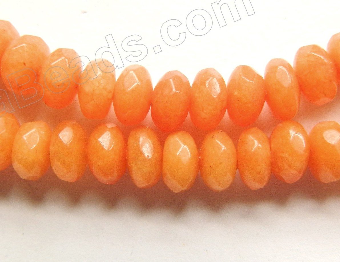 Orange Mashan Jade  -  Faceted Rondels  16"    4 x 8 mm