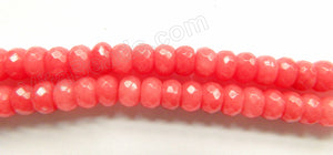 Red Watermelon Mashan Jade  -  Faceted Rondels  16"    5 x 8 mm