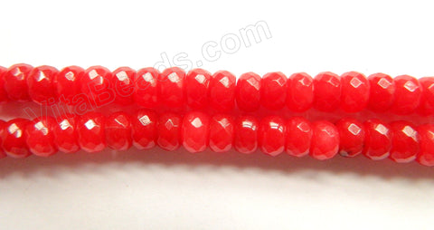 Xmas Red Malay Jade  -  Faceted Rondels  16"    5 x 8 mm