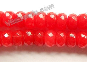 Xmas Red Malay Jade  -  Faceted Rondels  16"    5 x 8 mm
