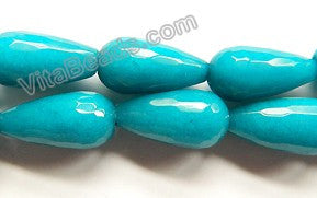 Robin Blue Jade  -  13x25mm Faceted Drops 16"