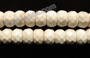 Ivory Cracked Turquoise -  Faceted Rondels  16"