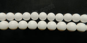 Frosted White Shell Pearl  -  Smooth Round Beads 16"