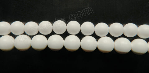 Frosted White Shell Pearl  -  Smooth Round Beads 16"