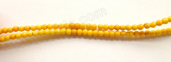 Yellow Turquoise  -  Small Smooth Round Beads  16"     2.5 mm
