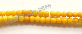 Yellow Turquoise  -  Small Smooth Round Beads  16"     2.5 mm