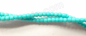 Synthetic Blue Turquoise  -  Small Smooth Round Beads  16"     2.5 mm