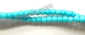 Synthetic Blue Turquoise  -  Small Smooth Round Beads  16"     2.5 mm