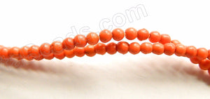 Orange Turquoise  -  Small Smooth Round Beads  16"     2.5 mm