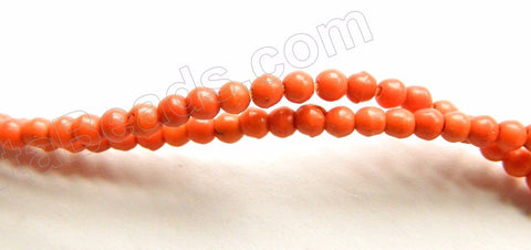 Orange Turquoise  -  Small Smooth Round Beads  16"     2.5 mm