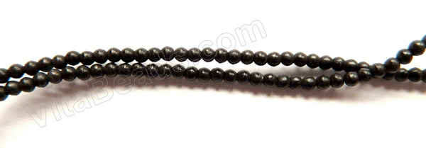 Black Turquoise  -  Small Smooth Round Beads  16"     2.5 mm