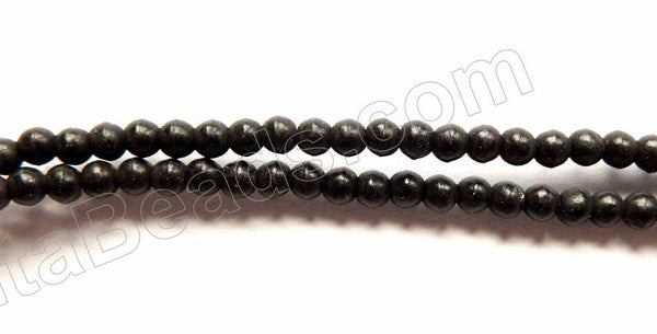 Black Turquoise  -  Small Smooth Round Beads  16"     2.5 mm