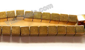 Gold Plated Hematite  -  Cubes  16"
