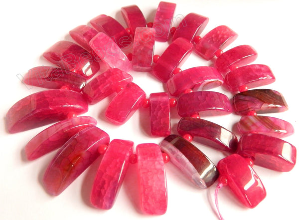 Fuchsia Fire Agate  -  Graduated Top Drilled Long Rectangles 16"  10 x 25 mm to 10 x 40 mm