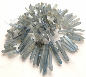 Mystic Iolite Crystal Natural  -  Graduated Faceted Tooth  16"    15 - 40 mm