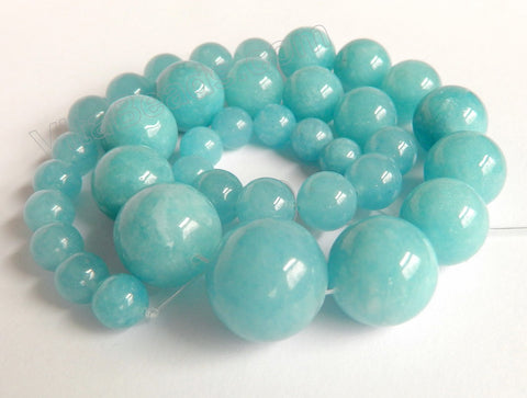 Blue Apatite Quartz  -  Graduated Smooth Round Strand 16"