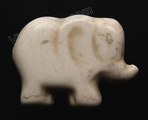 Ivory Crack Turquoise -  Carved Elephant Pendant