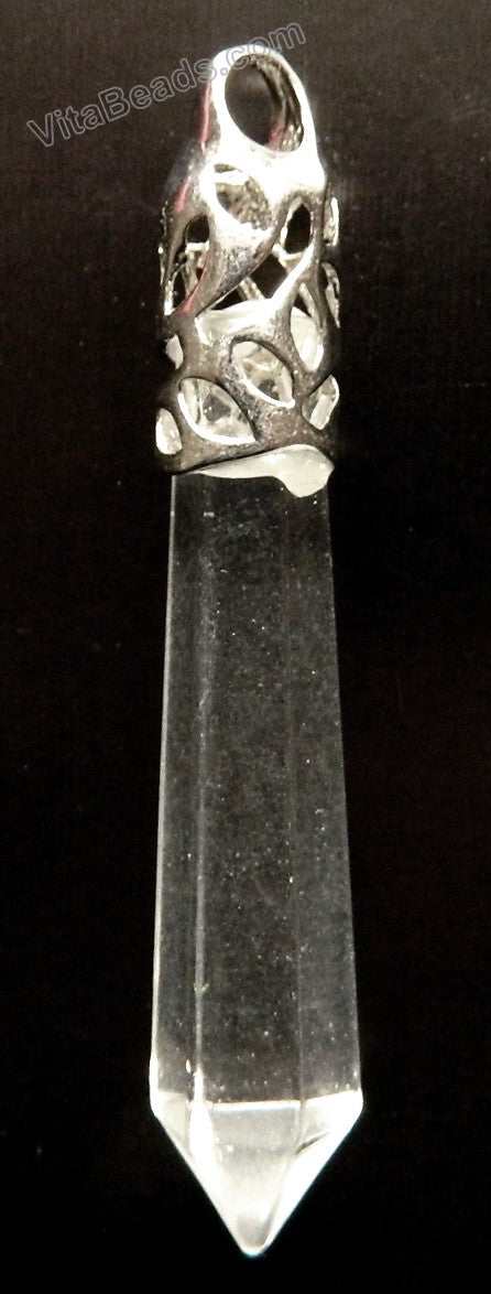 Crystal Natural - 6-Side Pendulum Pendant w/ Silver Bail