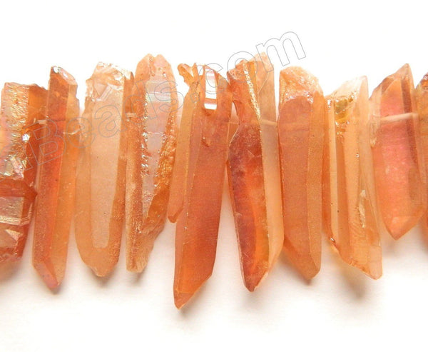 Mystic Dark Amber Crystal Natural  -  Graduated Faceted Tooth  16"    15 - 40 mm