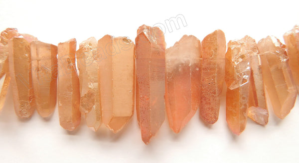 Mystic Light Amber Crystal Natural  -  Graduated Faceted Tooth  16"    15 - 40 mm