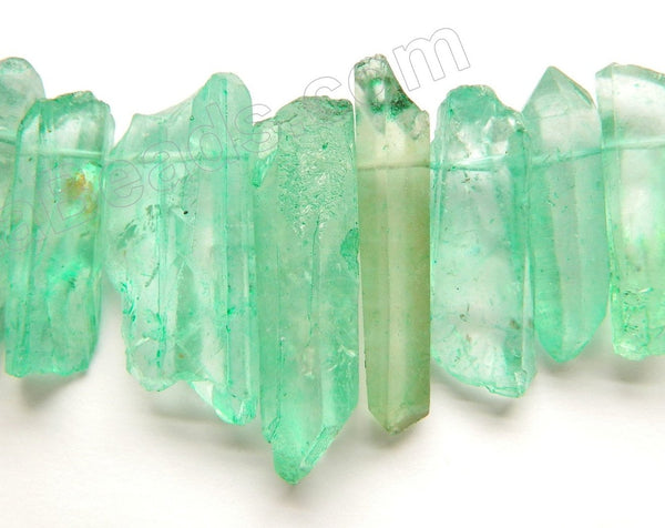 Green Apatite Crystal Natural  -  Graduated Faceted Tooth  16"
