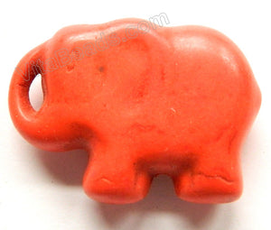 Orange Crack Turquoise -  Carved Elephant Pendant