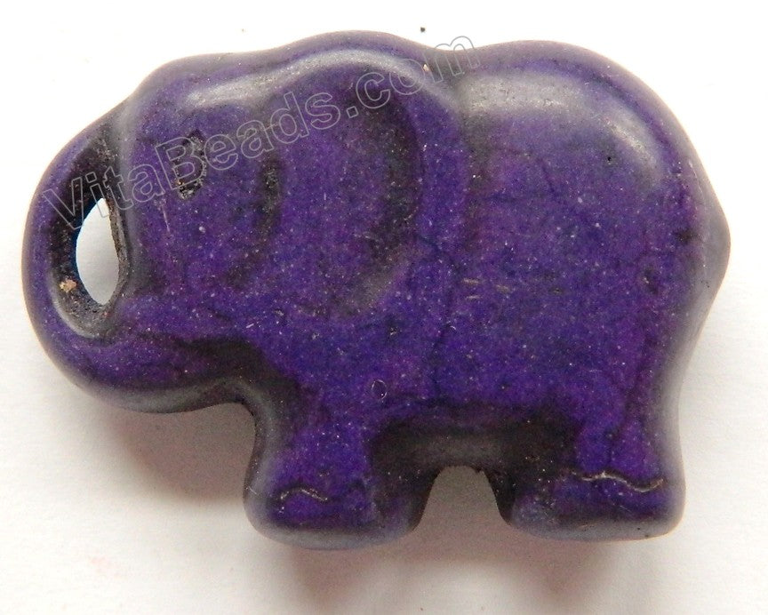 Purple Crack Turquoise -  Carved Elephant Pendant